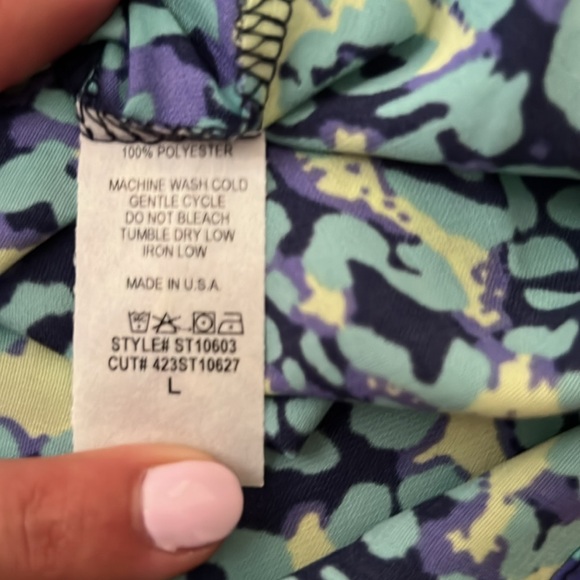 Periwinkle | Allison Ruffle Print Sleeveless Top - Large - Picture 5 of 7